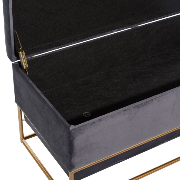 602401 Gold Grey Metal And Wood Glam Bench 3