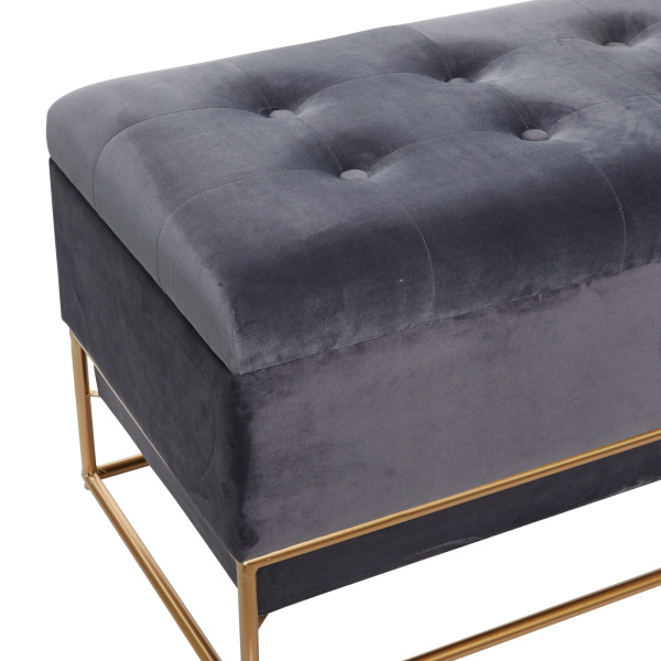 602401 Gold Grey Metal And Wood Glam Bench 4