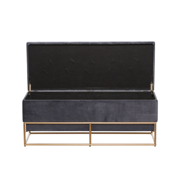 602401 Gold Grey Metal And Wood Glam Bench 5