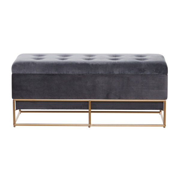 602401 Gold Grey Metal And Wood Glam Bench 6