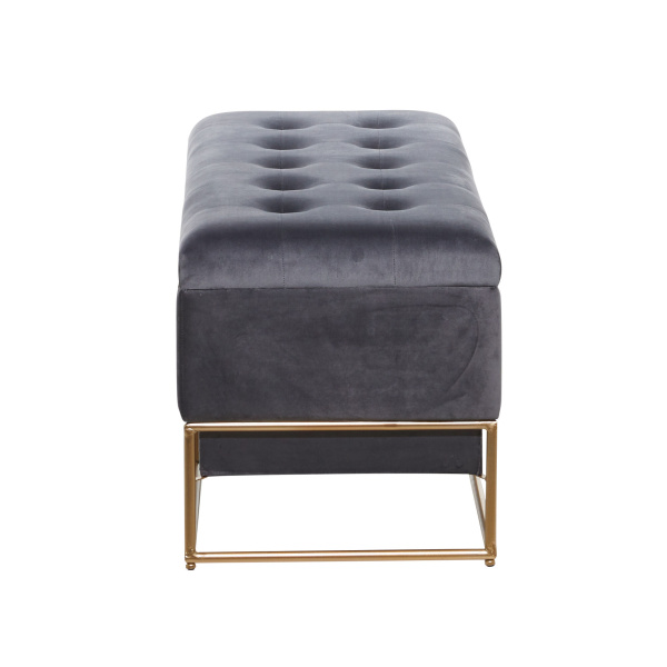 602401 Gold Grey Metal And Wood Glam Bench 7