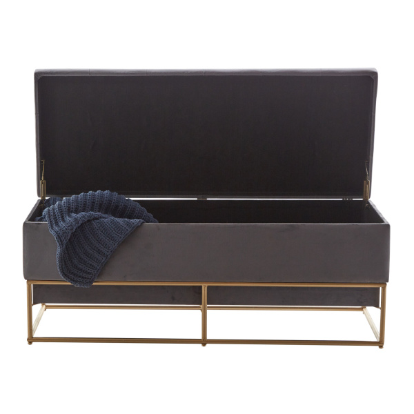 602401 Gold Grey Metal And Wood Glam Bench 8
