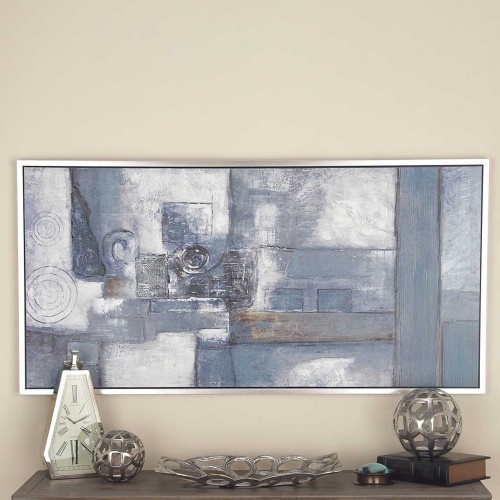 602536 Grey Contemporary Abstract Canvas Wall Art, 28" x 55"