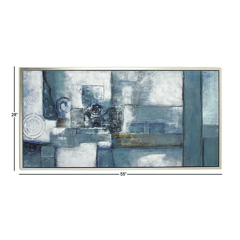 602536 White Grey Contemporary Abstract Canvas Wall Art 2