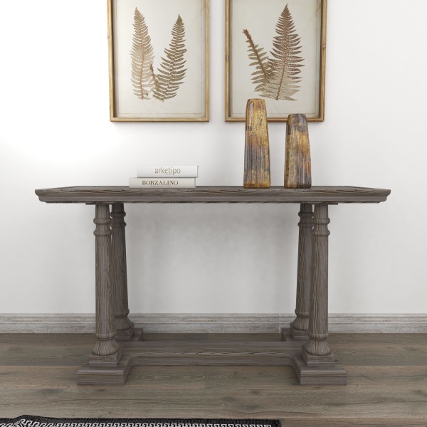 602597 Light Brown Rustic Wood Console Table 2