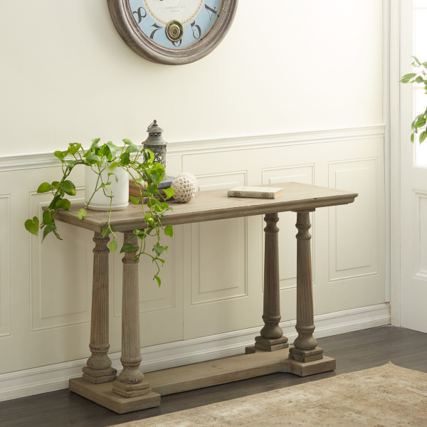 602597 Light Brown Rustic Wood Console Table 85