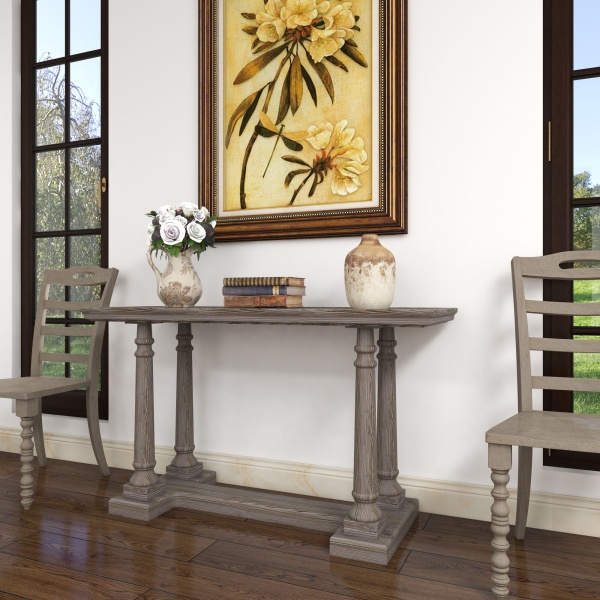 602597 Light Brown Rustic Wood Console Table, 30" x 52"