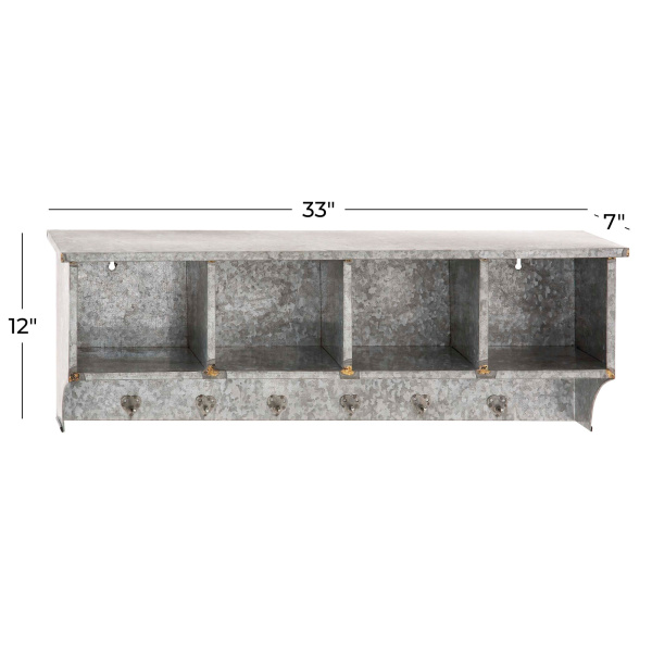 602627 Silver Metal Farmhouse Wall Shelf 1