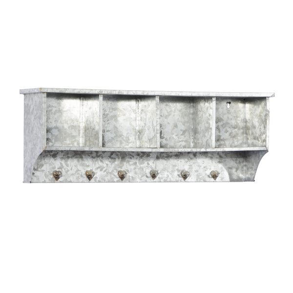 602627 Silver Metal Farmhouse Wall Shelf, 33" x 7" x 12"