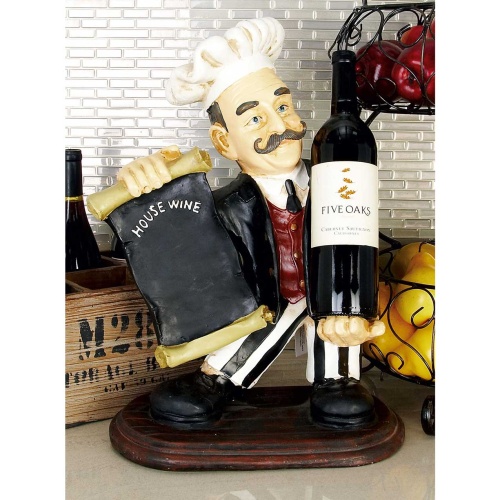 602654 Black Polystone Traditional Decorative Chalkboard Sign With Wine Holder 1