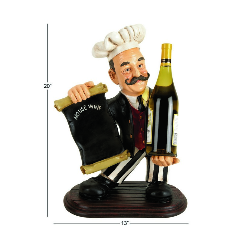602654 Black Polystone Traditional Decorative Chalkboard Sign With Wine Holder 2