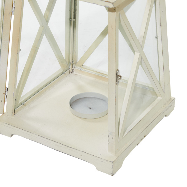 602680 Set Of 2 White Wood Coastal Lantern 3