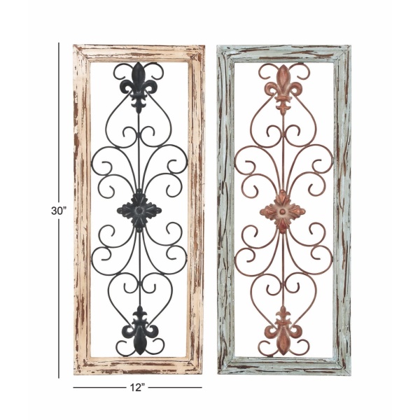 602681 Green Set Of 2 Multi Colored Wood Rustic Wall Decor 2