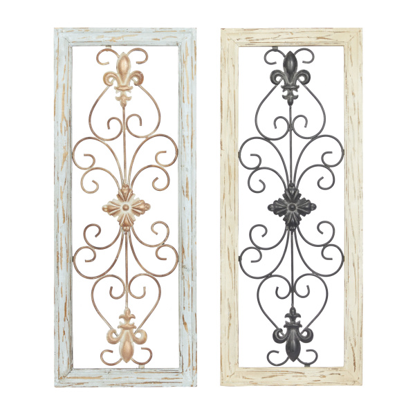 602681 Set of 2 Multi Colored Wood Rustic Wall Decor, 12" x 30"
