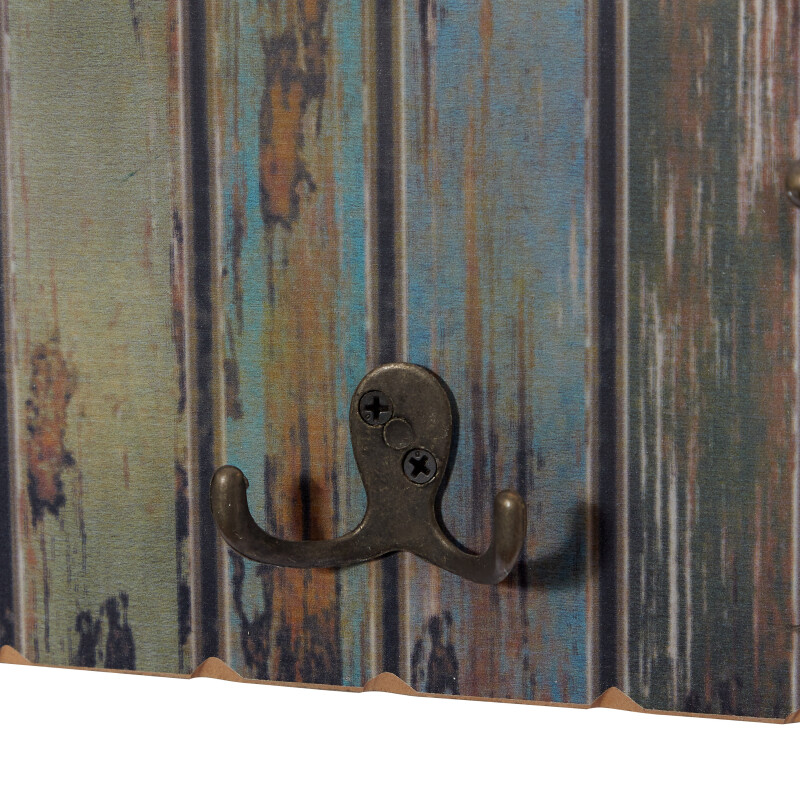 602718 Multi Blue Multi Colored Wood Rustic Wall Hook 5