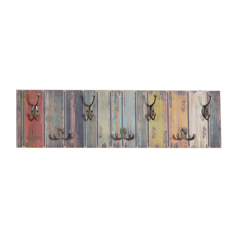 Multi Colored Wood Rustic Wall Hook, 8 " x 28 " x 3 "