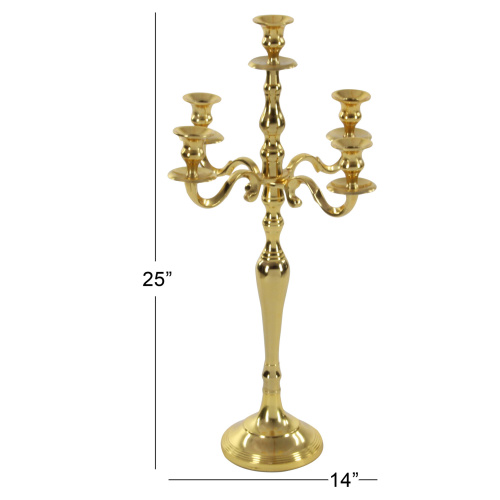 602748 Gold Aluminum Traditional Candle Holder 2