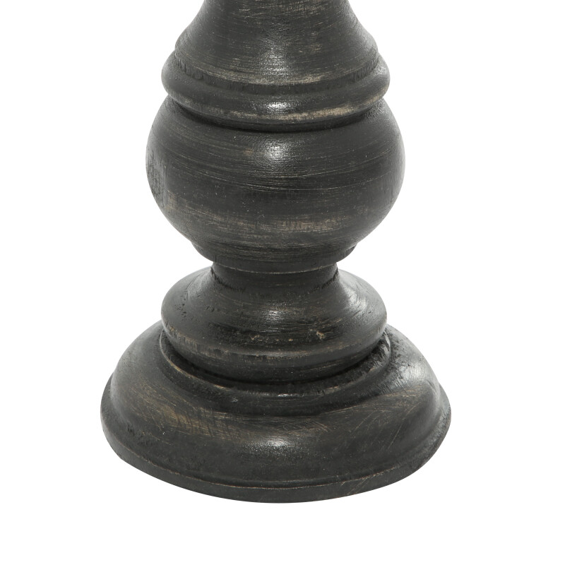 602753 Set Of 3 Black Wood Traditional Candle Holder 3