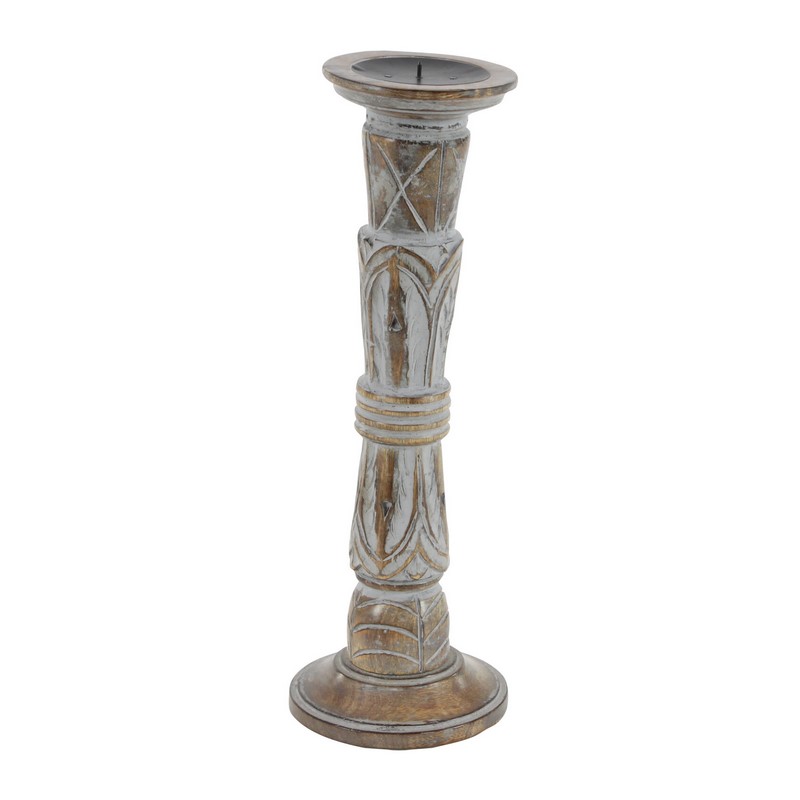 602766 Light Brown Set Of 3 Light Brown Wood Traditional Candle Holder