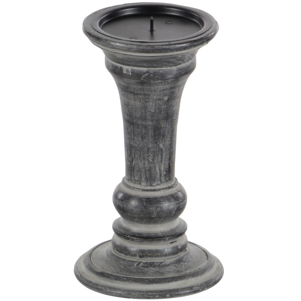 602768 Set Of 3 Black Wood Traditional Candle Holder 6