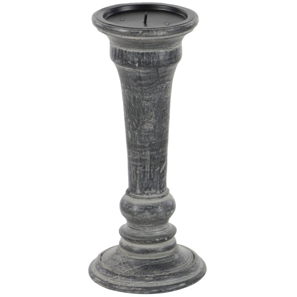 602768 Set Of 3 Black Wood Traditional Candle Holder 7