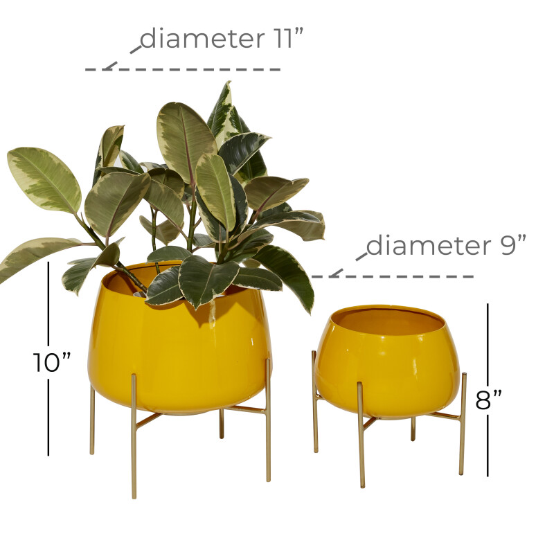 602847 Yellow Gold Set Of 2 Yellow Metal Contemporary Planter 2