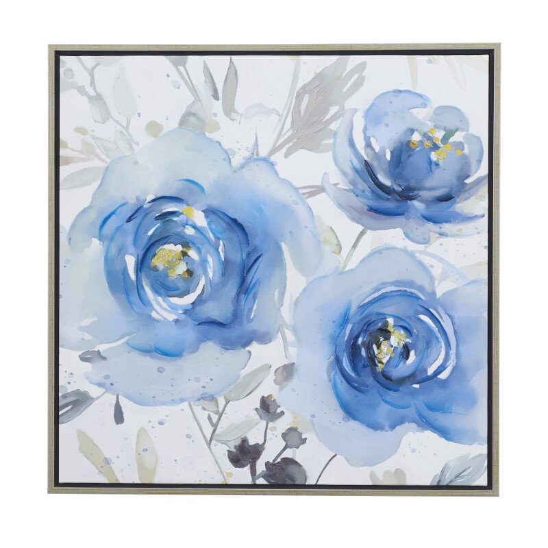 602943 Blue Polystone French Country Framed Wall Art, 32" x 32"