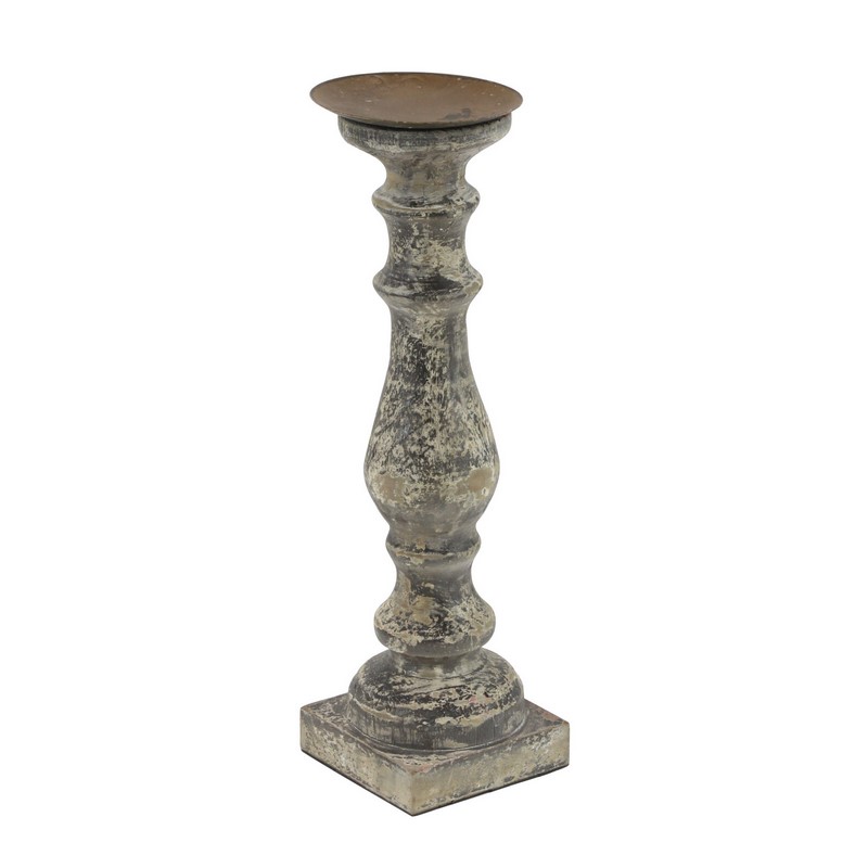 602972 Brown Set Of 3 Brown Wood Traditional Candle Holder