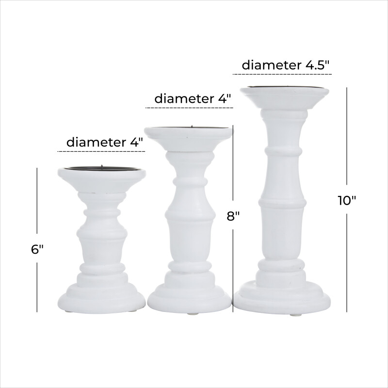 603040 White Wood French Country Candle Holder 2