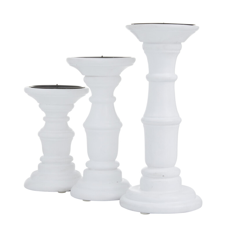 603040 White Wood French Country Candle Holder 8