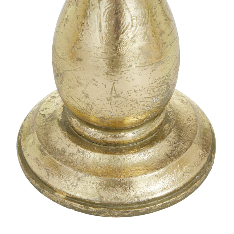 603043 Gold Wood Traditional Candle Holder 4