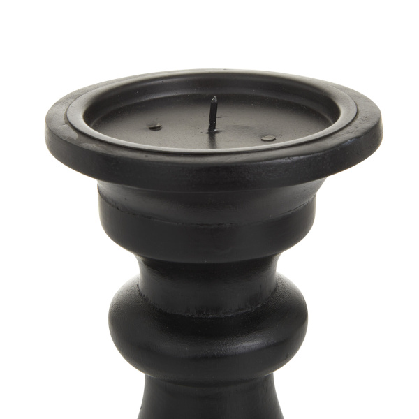 603045 Black Set Of 3 Black Wood Traditional Candle Holders 3