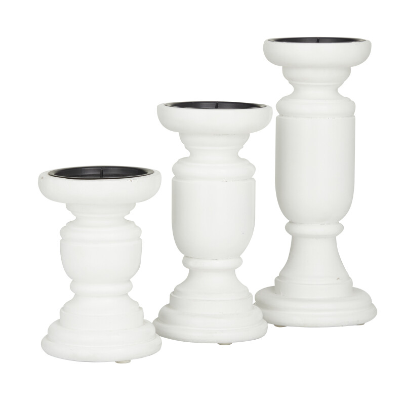 603048Set Of 3 White Wood French Country Candle Holder 3