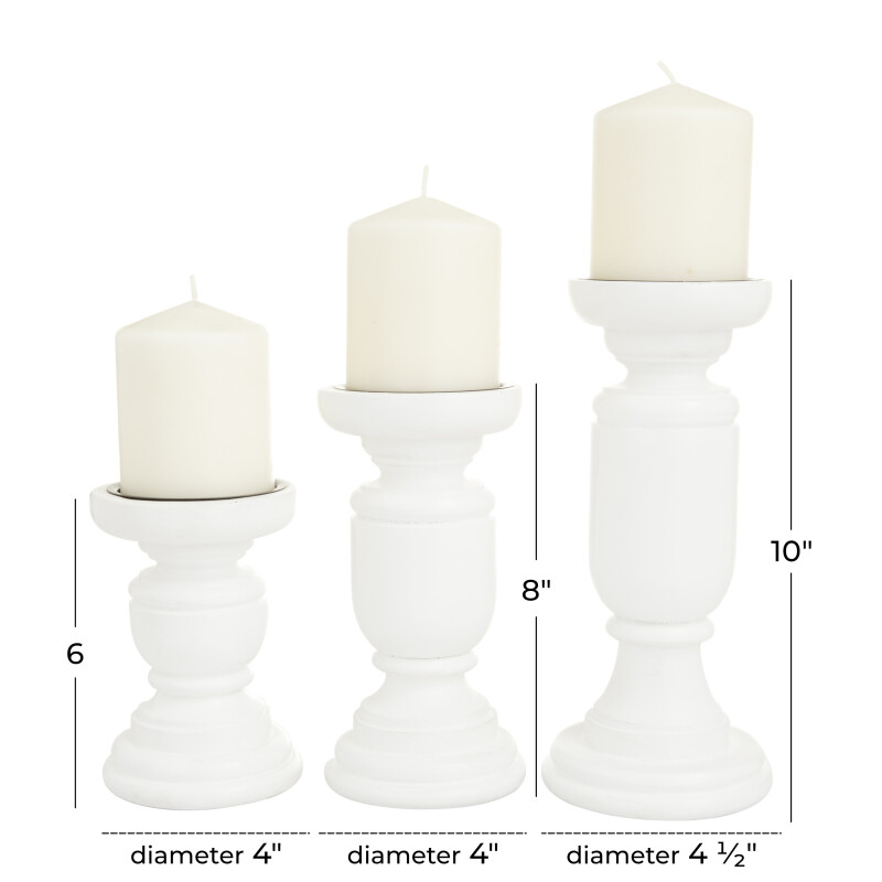 603048 Set Of 3 White Wood French Country Candle Holder 7