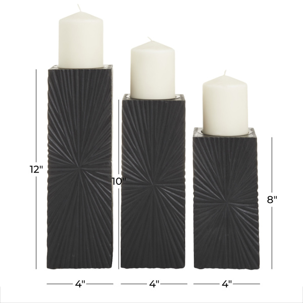 603049 Cosmoliving By Cosmopolitan Black Wood Contemporary Candle Holder 1