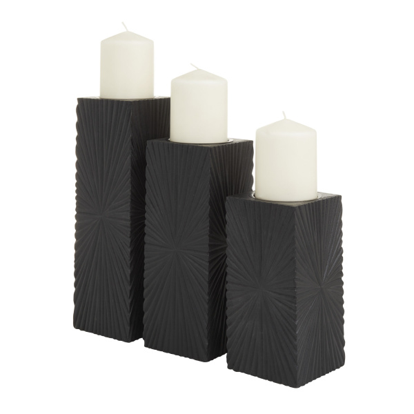603049 Cosmoliving By Cosmopolitan Black Wood Contemporary Candle Holder 5