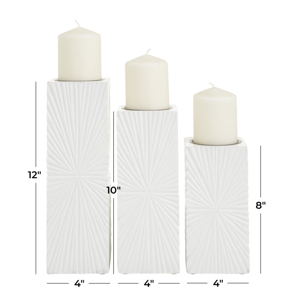 603050 White Cosmoliving By Cosmopolitan Set Of 3 White Wood Contemporary Candle Holder 1