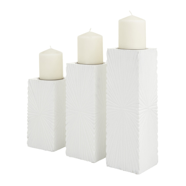 603050 White Cosmoliving By Cosmopolitan Set Of 3 White Wood Contemporary Candle Holder 5
