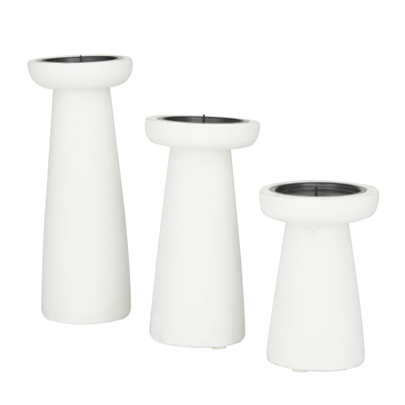 603057 Cosmoliving By Cosmopolitan White Wood Modern Candle Holder 1
