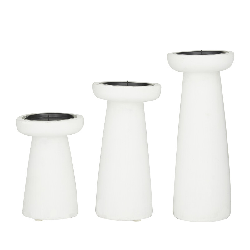 603057 Cosmoliving By Cosmopolitan White Wood Modern Candle Holder  2