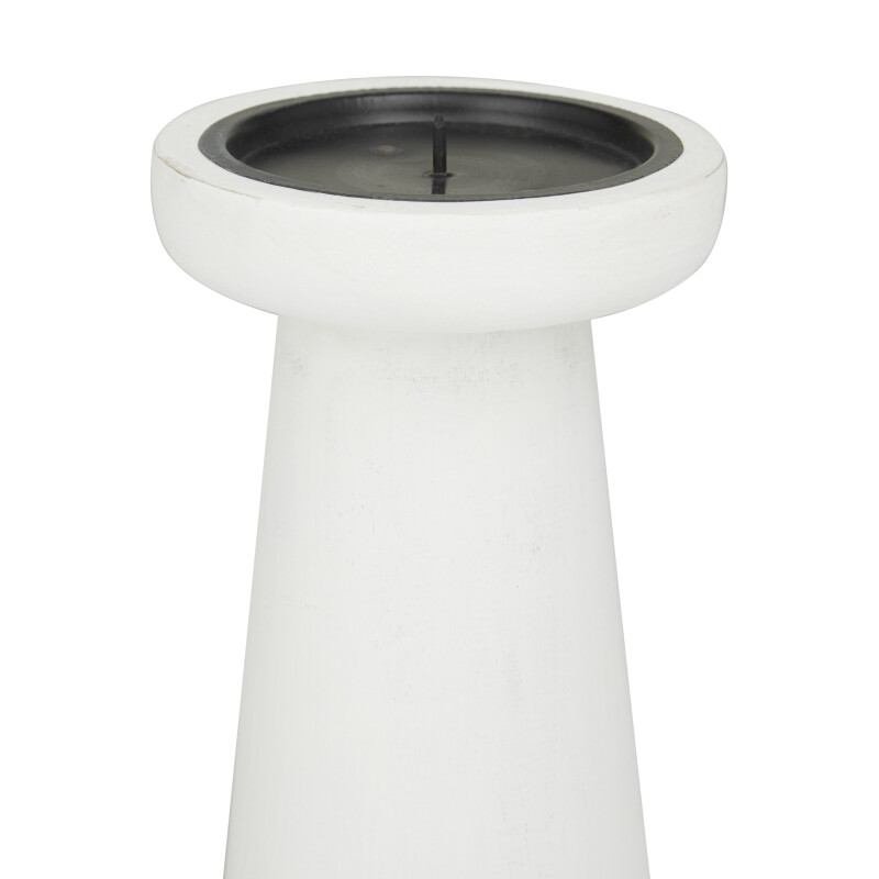 603057 Cosmoliving By Cosmopolitan White Wood Modern Candle Holder 3