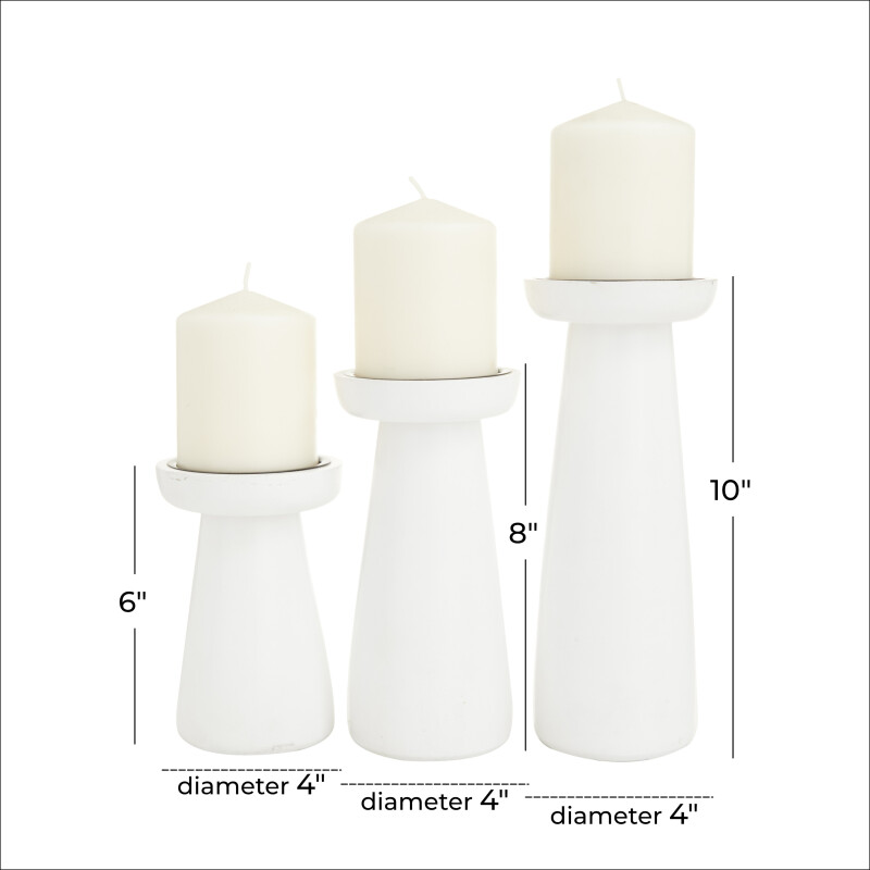 603057 Cosmoliving By Cosmopolitan White Wood Modern Candle Holder 4