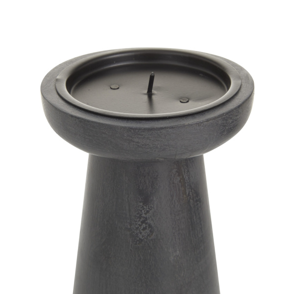 603059 Cosmoliving By Cosmopolitan Black Wood Modern Candle Holder 4