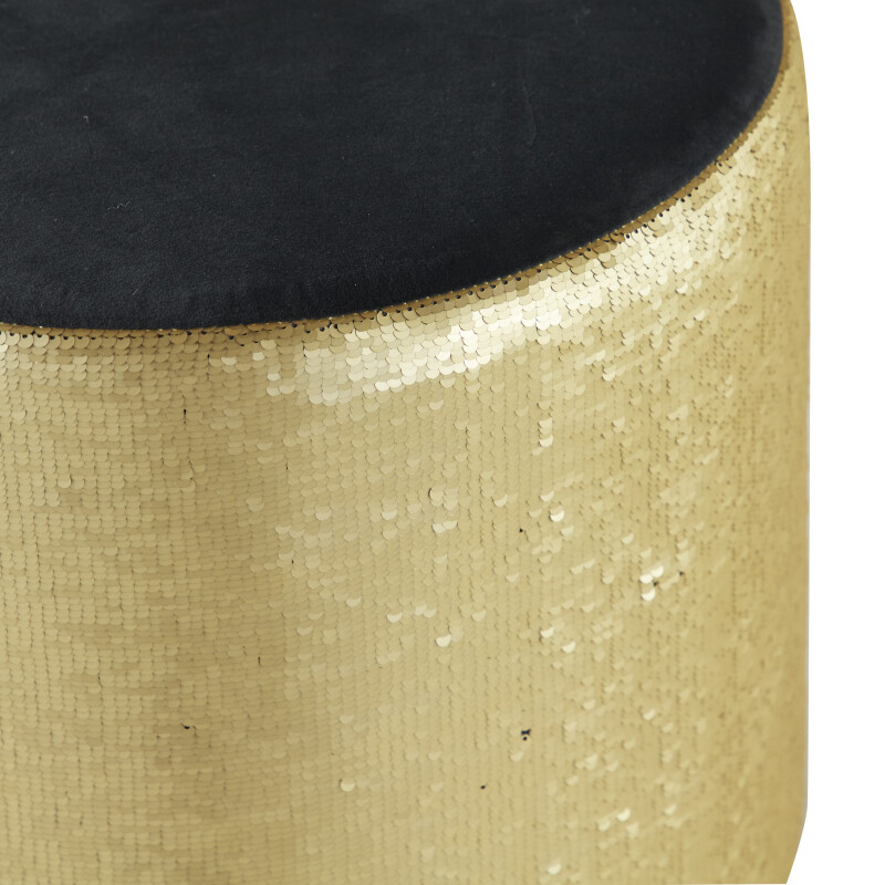 603103 Gold Black Gold Fabric And Wood Contemporary Stool 4