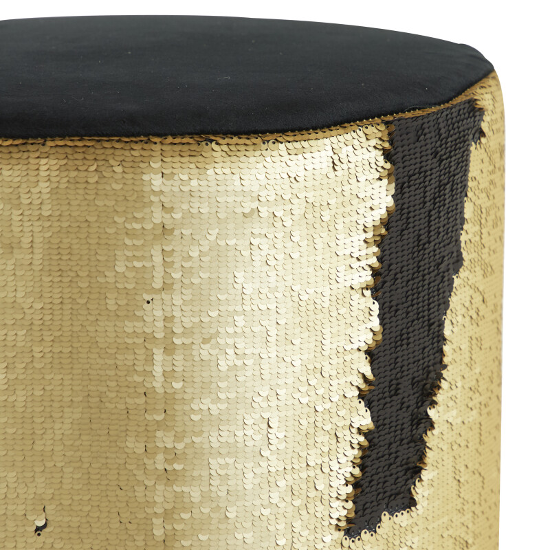 603103  Gold Black Gold Fabric And Wood Contemporary Stool 5