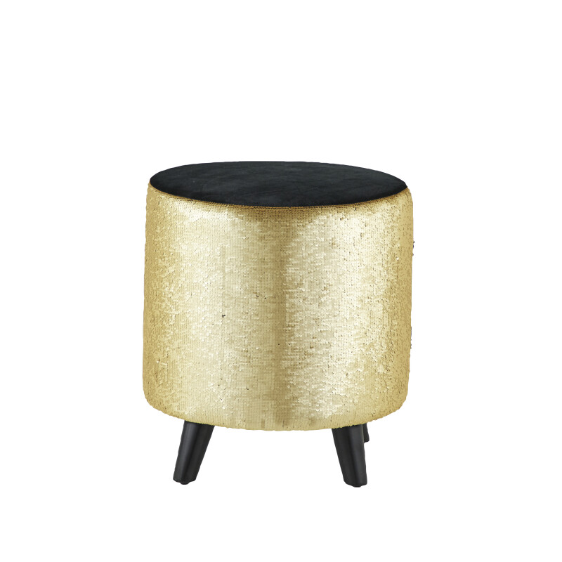 603103 Gold Black Gold Fabric And Wood Contemporary Stool 6