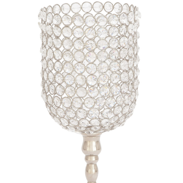 603139 Silver Clear Aluminum And Crystal Glam Candle Holder 2