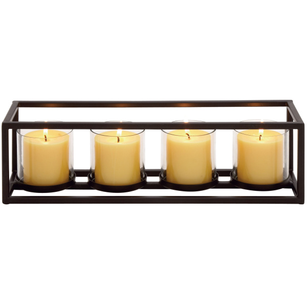603142 Black Metal Contemporary Candlestick Holders, 5" x 18" x 5"