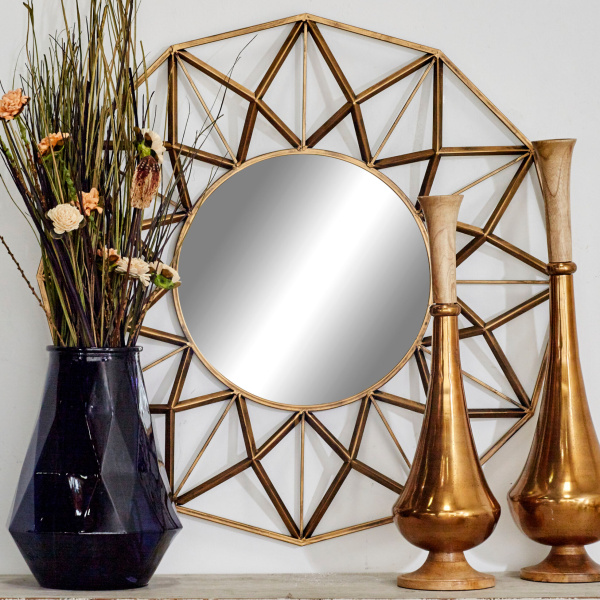 603155 Gold Glam Metal Wall Mirror, 32" x 32"