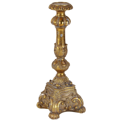 603234 Gold Polystone Rustic Candlestick Holders 6
